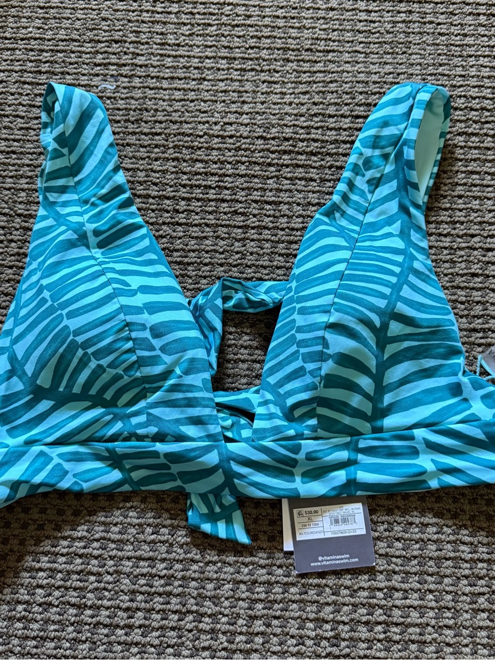 Vitamin A Teal Zebra-Print Bikini Top